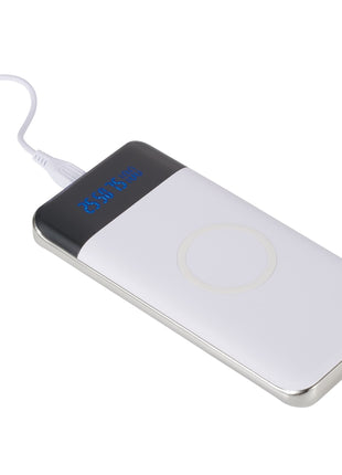Constant 10000 mAh Wireless Power Bank w/Display - White | PromoEO