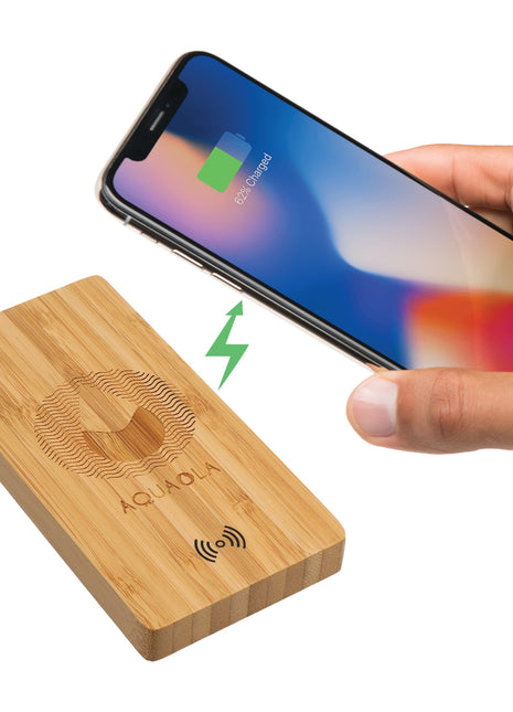 FSC® 100% Bamboo 5000 mAh Wireless Power Bank - Wood | PromoEO