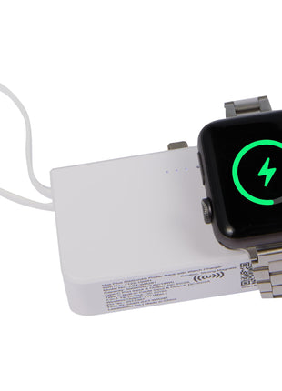 Hue Plus 5000 mAh Power Bank with Watch Charger - White | PromoEO