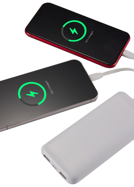 Pwr Pal 10000 mAh Power Bank with Integrated Cable - White | PromoEO