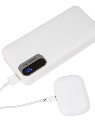 Laptop Power 20,000 mAh PD Power Bank with Cables - White | PromoEO