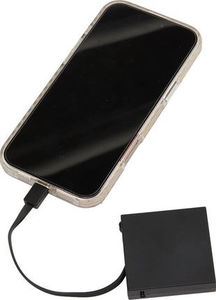 Recycled ABS 2000 mAh Power Bank with Type-C Cable - Black | PromoEO