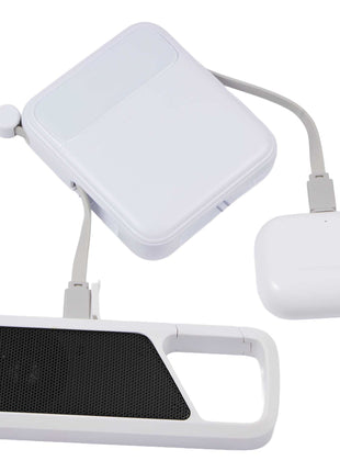 PWR Boost 10000 mAh 20W PD Power Bank w/ Cables - White | PromoEO