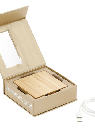 FSC® 100% Bamboo Wireless Charge Pad w/Dual Output
