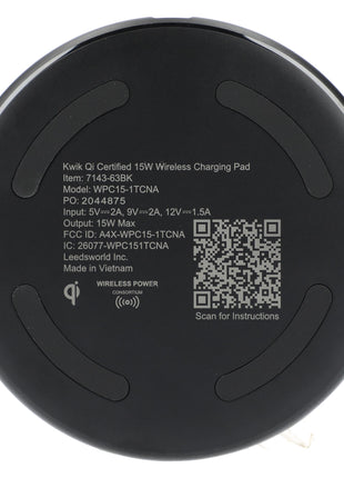 Kwik Qi Certified 15W Wireless Charging Pad