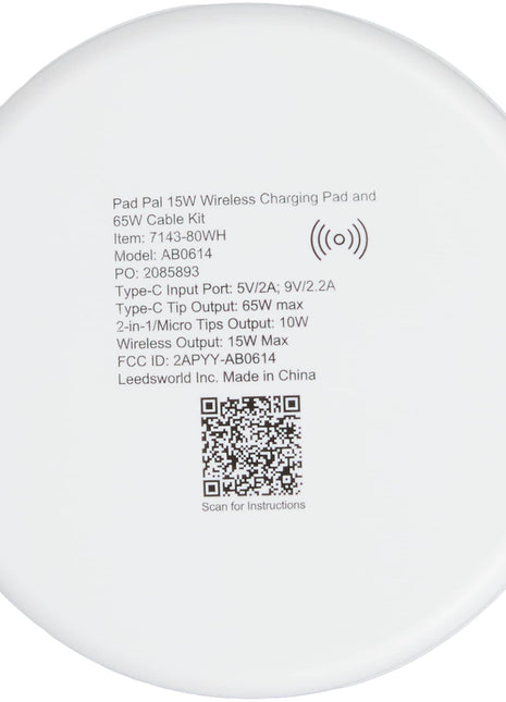 Pad Pal 15W Wireless Charging Pad and 65W Cable Ki