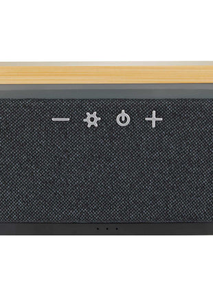 Boost Fabric and Bamboo Wireless Charging Speaker - Natural | PromoEO