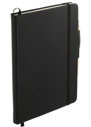 5.5" x 8.5" Cactus Leather Bound Journal Set - Black | PromoEO