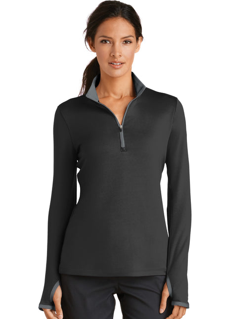 Nike Women's Dri-FIT Stretch 1/2-Zip Cover-Up. 779796 - Black/ Dark Grey | Nike
