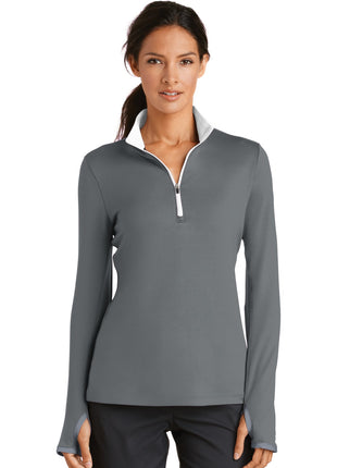 Nike Women's Dri-FIT Stretch 1/2-Zip Cover-Up. 779796 - Dark Grey/ White | Nike