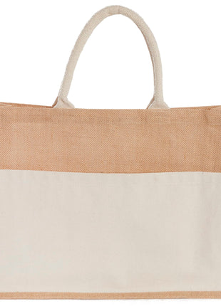 Jute Shopper Tote with Recycled Cotton Pocket