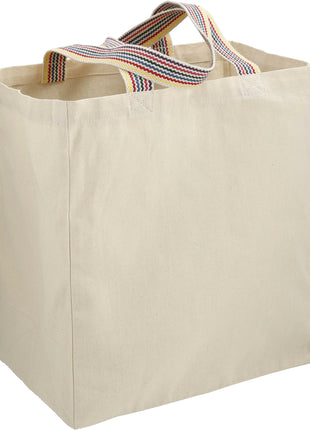 Rainbow Recycled 6oz Cotton Grocery Tote - Natural | PromoEO