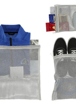 Recycled Cotton Mesh Cinch Pouch Set - Gray | PromoEO