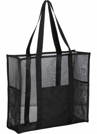 Large Mesh Beach Tote - Black | PromoEO