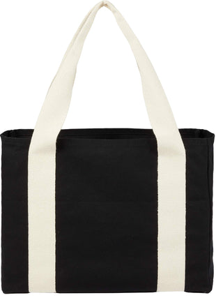 12oz Cotton Shopper Tote with Contrast Handles - Black | PromoEO