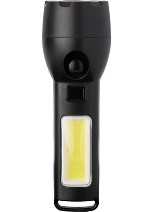 Solar Powered Rechargeable COB Flashlight - Black | PromoEO