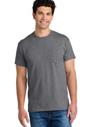 Gildan® - DryBlend® 50 Cotton/50 Poly Pocket T-Shirt. 8300 - Graphite Heather | Gildan