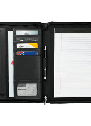 FSC® Mix Millennium Leather Zippered Padfolio - Black | PromoEO