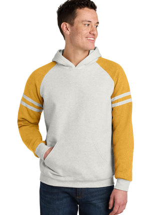 Jerzees® Unisex NuBlend® Varsity Colorblock Hooded Sweatshirt 97C - Oatmeal Heather/ Mustard Heather | Jerzees
