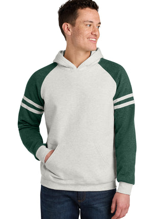 Jerzees® Unisex NuBlend® Varsity Colorblock Hooded Sweatshirt 97C - Oatmeal Heather/ Forest Green Heather | Jerzees