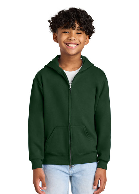 Jerzees® - Youth NuBlend® Full-Zip Hooded Sweatshirt.  993B - Forest Green | Jerzees