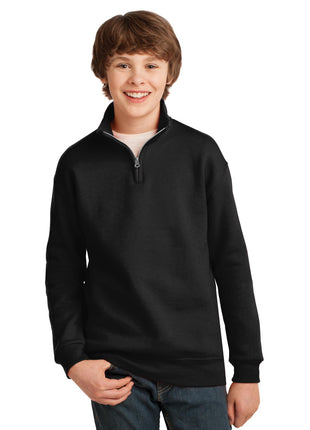 DISCONTINUED JERZEES® Youth NuBlend® 1/4-Zip Cadet Collar Sweatshirt. 995Y - Black | Jerzees