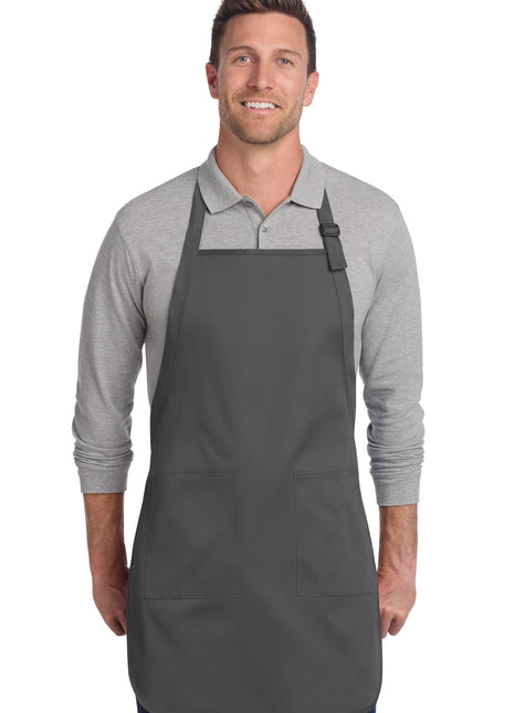 Port Authority ® Full-Length Two-Pocket Bib Apron. A600 - Charcoal | Port Authority