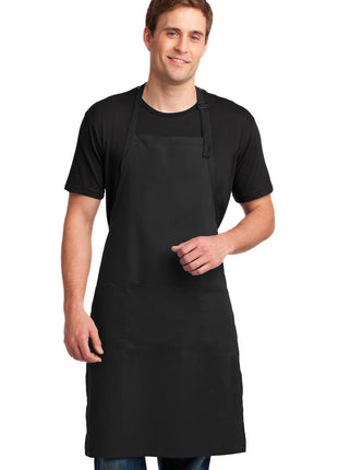 Port Authority® Easy Care Extra Long Bib Apron with Stain Release. A700 - Black | Port Authority