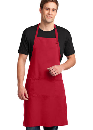 Port Authority® Easy Care Extra Long Bib Apron with Stain Release. A700 - Red | Port Authority