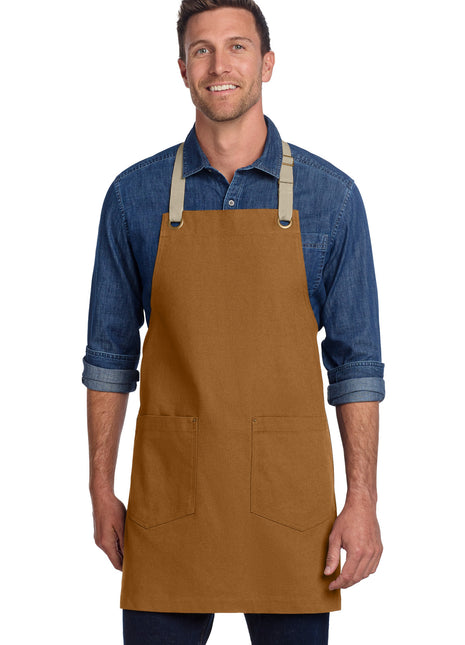 Port Authority® Canvas Full-Length Two-Pocket Apron A815 - Duck Brown/ Stone | Port Authority