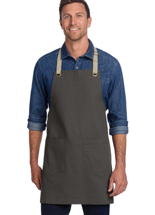 Port Authority® Canvas Full-Length Two-Pocket Apron A815 - Magnet/ Stone | Port Authority