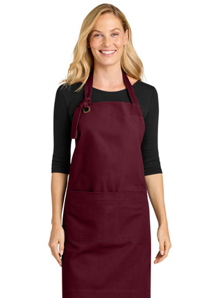 Port Authority® Signature Heavy Twill Bib Apron A900 - Burgundy | Port Authority