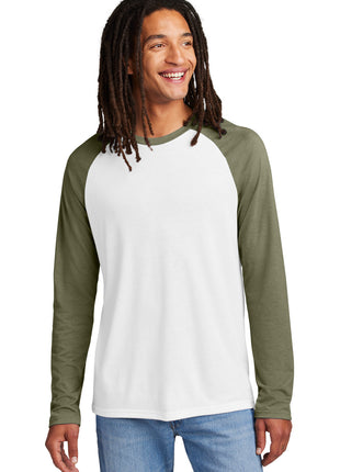 Allmade® Unisex Tri-Blend Long Sleeve Colorblock Raglan AL6009 - Olive You Green/ Bright White | AllMade