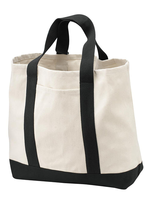 Port Authority® - Ideal Twill Two-Tone Shopping Tote.  B400 - Natural/ Black | Port Authority