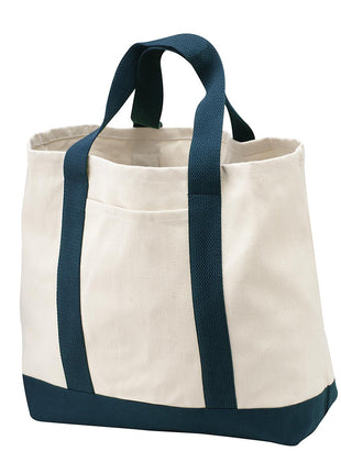 Port Authority® - Ideal Twill Two-Tone Shopping Tote.  B400 - Natural/ Navy | Port Authority