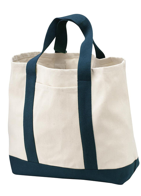 Port Authority® - Ideal Twill Two-Tone Shopping Tote.  B400 - Natural/ Navy | Port Authority