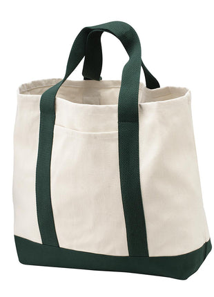 Port Authority® - Ideal Twill Two-Tone Shopping Tote.  B400 - Natural/ Spruce | Port Authority