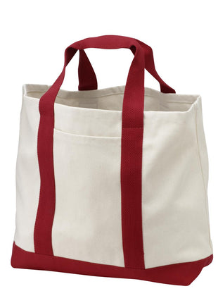 Port Authority® - Ideal Twill Two-Tone Shopping Tote.  B400 - Natural/ Red | Port Authority