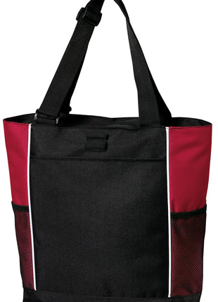 Port Authority® Panel Tote.  B5160 - Black/ Red | Port Authority