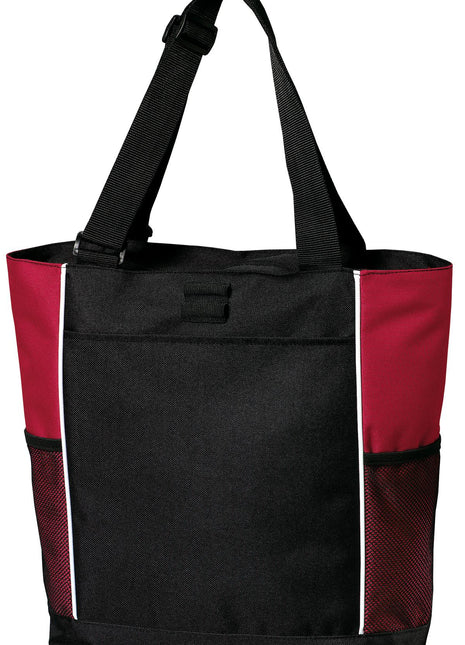 Port Authority® Panel Tote.  B5160 - Black/ Red | Port Authority
