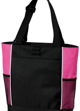 Port Authority® Panel Tote.  B5160 - Black/ Tropical Pink | Port Authority