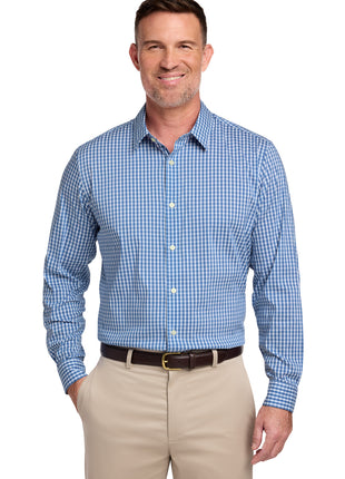 Brooks Brothers® Tech Stretch Patterned Shirt BB18006 - Charter Blue Check | Brooks Brothers