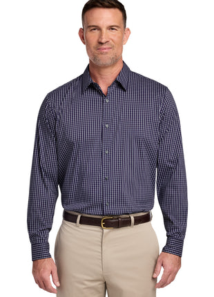 Brooks Brothers® Tech Stretch Patterned Shirt BB18006 - Navy Blazer Multi Check | Brooks Brothers
