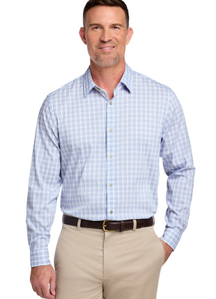 Brooks Brothers® Tech Stretch Patterned Shirt BB18006 - White/ Newport Blue Grid Check | Brooks Brothers