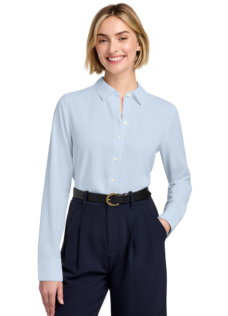 Brooks Brothers® Women's Full-Button Satin Blouse BB18007 - Heritage Blue | Brooks Brothers