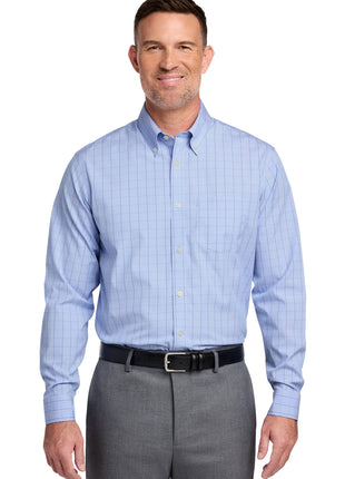 Brooks Brothers® Wrinkle-Free Stretch Patterned Shirt BB18008 - Newport Blue | Brooks Brothers