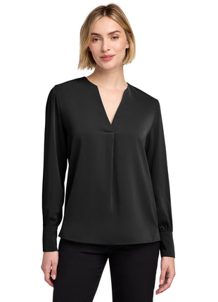 Brooks Brothers® Women's Open-Neck Satin Blouse BB18009 - Deep Black | Brooks Brothers