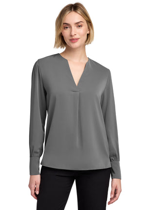 Brooks Brothers® Women's Open-Neck Satin Blouse BB18009 - Shadow Grey | Brooks Brothers
