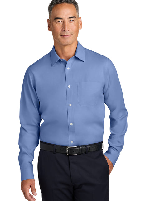 Brooks Brothers® Wrinkle-Free Stretch Pinpoint Spread Collar Shirt BB18012 - Cobalt Blue | Brooks Brothers