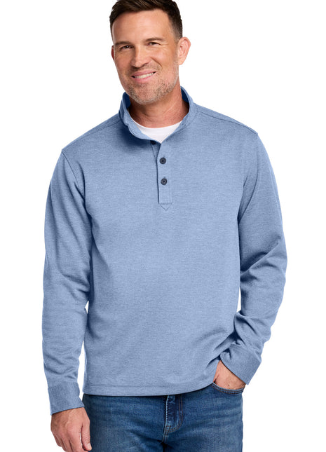 Brooks Brothers® Mid-Layer Stretch 1/2-Button BB18202 - Aegean Blue Heather | Brooks Brothers